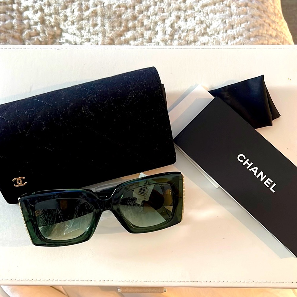 Brand new green Chanel sunglasses.